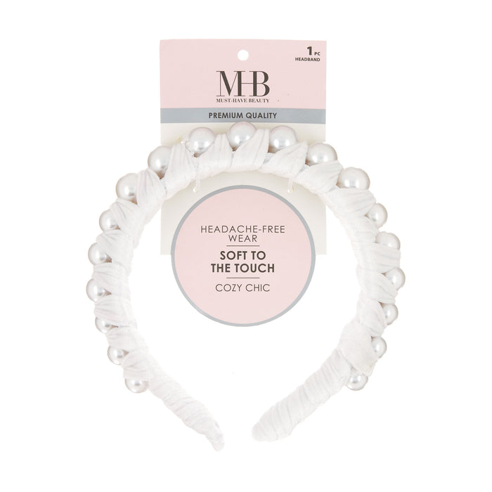 MHB Must-Have-Beauty Luxe Headbands - Velvet Wrapped Pearl - Item #TSH1104