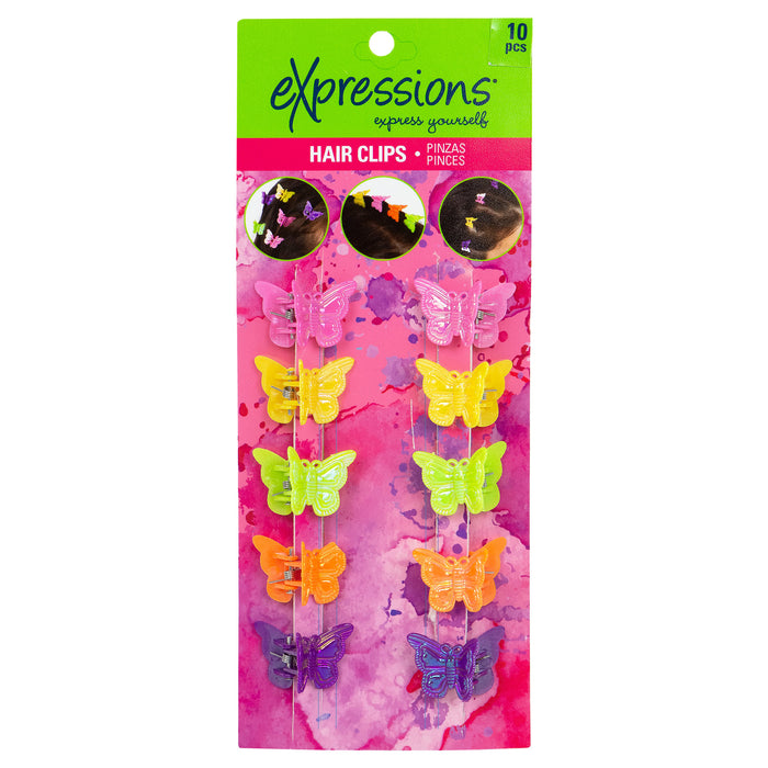 Expressions 10-Piece Butterfly Hair Clips In Bright Colors - Item #TSJ1154/10