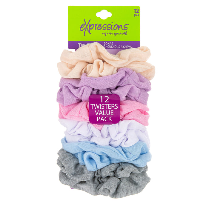 Expressions 12-Piece Scrunchie Twisters in Pastel Colors - Item #TST1051/12P
