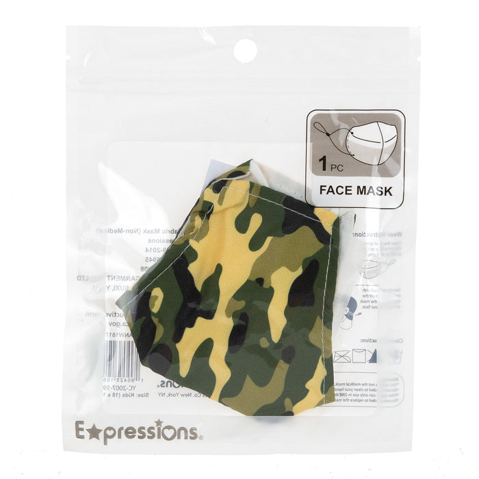 Expressions 3-Layer Protective Face Mask – Boy’s Patterned Adjustable Face Covering - Item #ANW18173