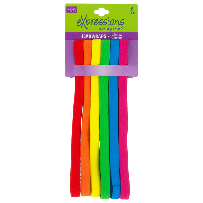 Expressions 6-Pack Clasp-Free Headbands In Assorted Bright Colors - Item #EX748/6B