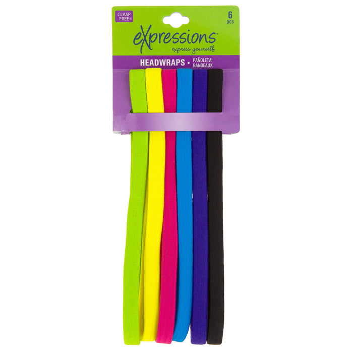 Expressions 6-Pack Clasp-Free Headbands In Assorted Bright Colors - Item #EX748/6B