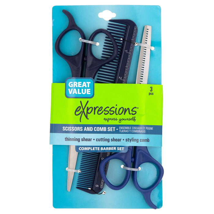 Expressions 3PC Complete Barber Grooming Set With Scissors & Comb - Item #EXG628