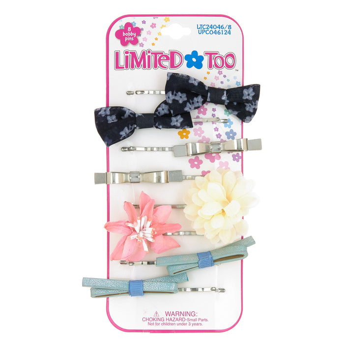 Limited Too Hair Accessories 8-Piece Bobby Pins w/ Assorted Flowers & Bows - Item #LTC24046/8