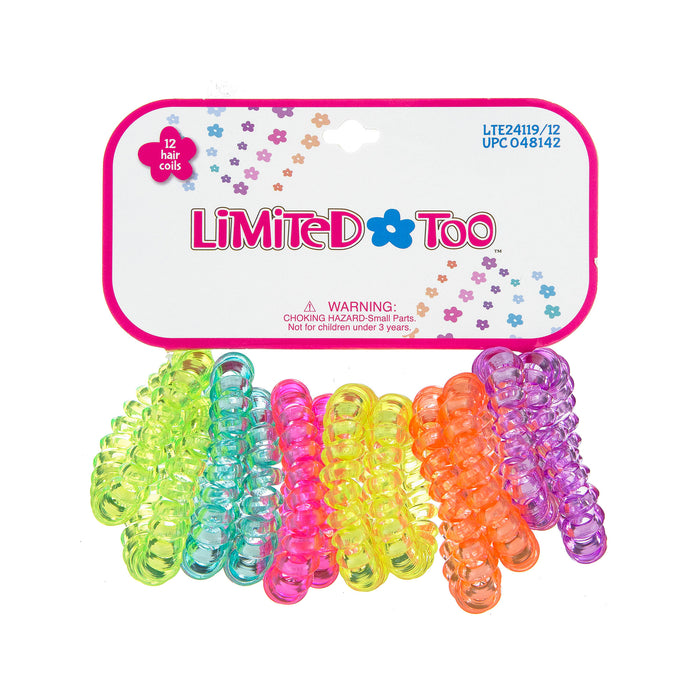 Limited Too Hair Accessories 12-Piece Hair Coils in Clear Bright Colors - Item #LTE24119/12