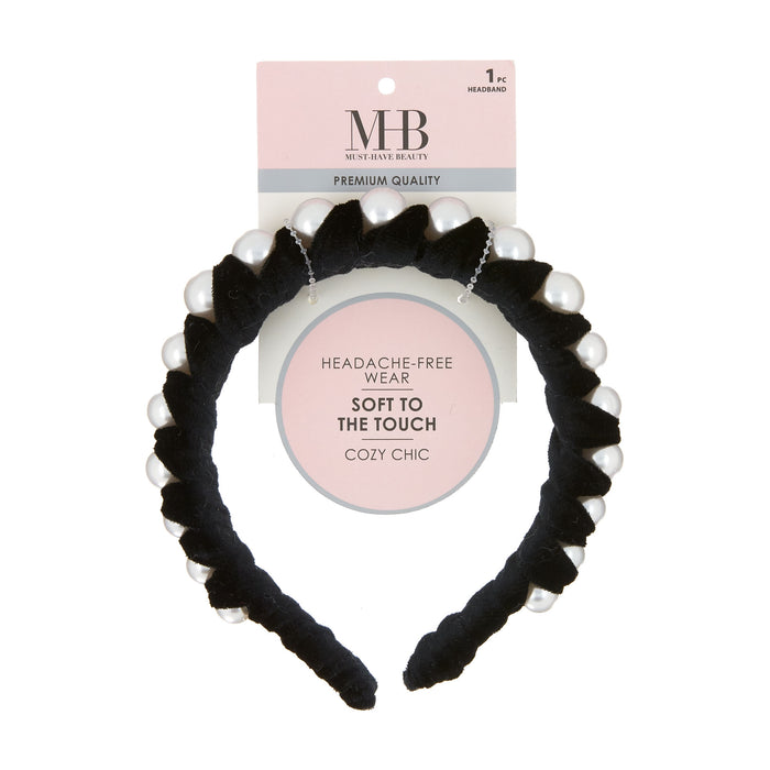 MHB Must-Have-Beauty Luxe Headbands - Velvet Wrapped Pearl - Item #TSH1104