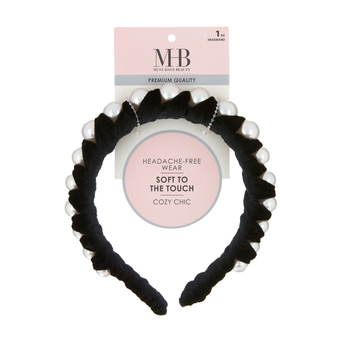 MHB Must-Have-Beauty Luxe Headbands - Velvet Wrapped Pearl - Item #TSH1104