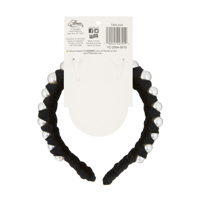 MHB Must-Have-Beauty Luxe Headbands - Velvet Wrapped Pearl - Item #TSH1104