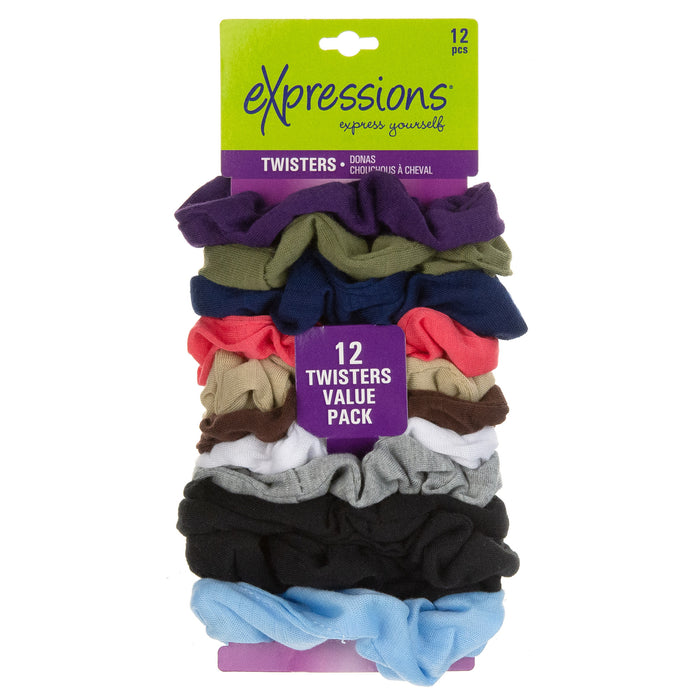 Expressions 12-Piece Scrunchie Twisters in Basic Colors - Item #TST1051/12