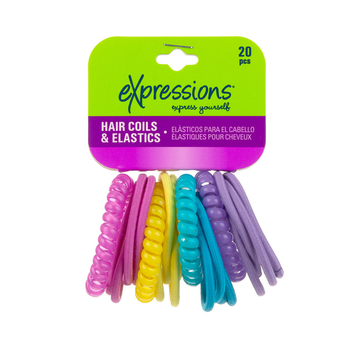 Expressions 20-Piece Hair Coils & Elastics in Bright Colors - Item #TSV1014/20B