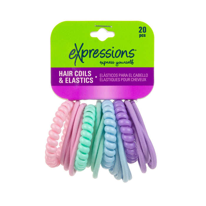 Expressions 20-Piece Hair Coils & Elastics in Pastel Colors - Item #TSV1014/20P