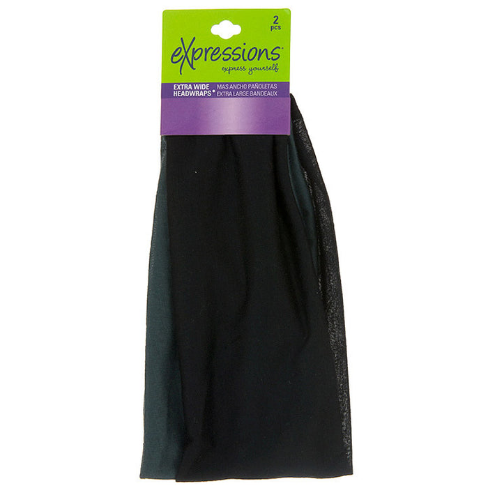 Expressions 2-Pack of Extra Wide Headwraps in Black & Gray - Item #TSW1112/2