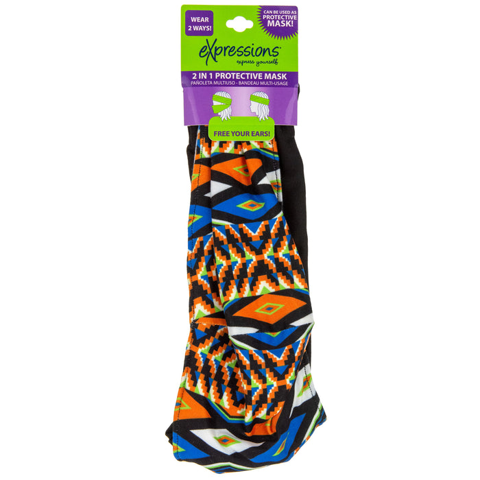 Expressions 2-in-1 Protective Mask w/ Adjustable Headwrap - Item #TSW1133